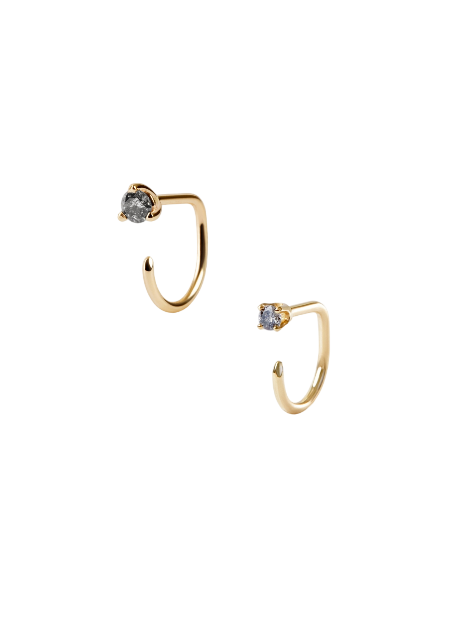 Grey diamond claw asymmetric earring pair